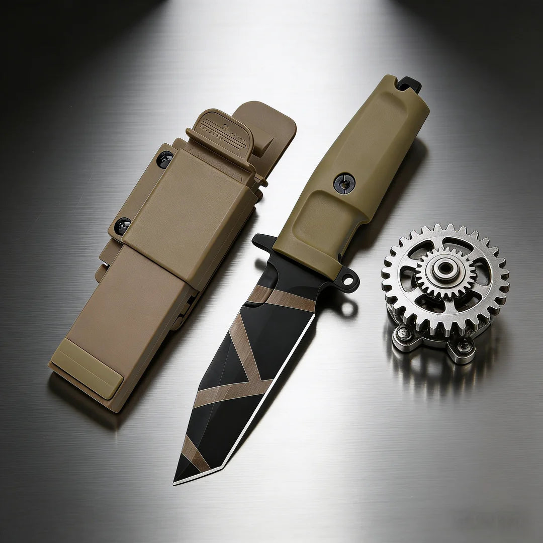 N690 Steel Compact Fixed-Blade Knife | 19cm Straight Blade with Sheath