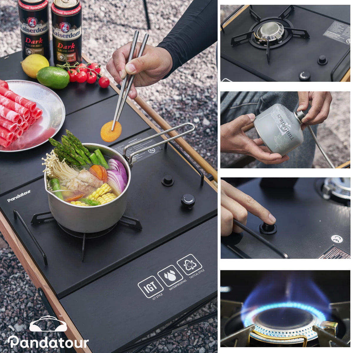 Pandatour IGT Folding Camping Stove | 1-Unit Table Insert Burner