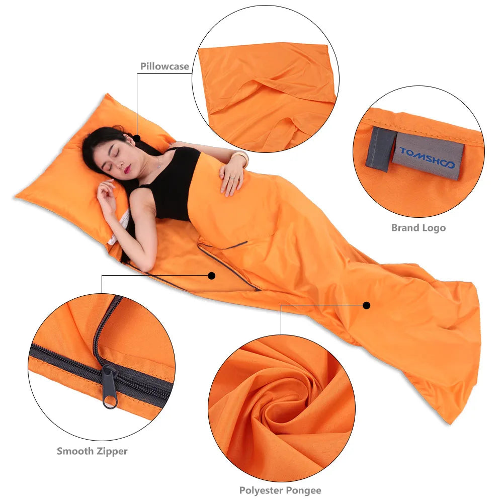 Ultralight Sleeping Bag Liner with Pillow Pocket | Compact Camping & Travel Sleep Sack