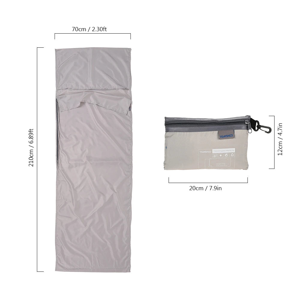 Ultralight Sleeping Bag Liner with Pillow Pocket | Compact Camping & Travel Sleep Sack