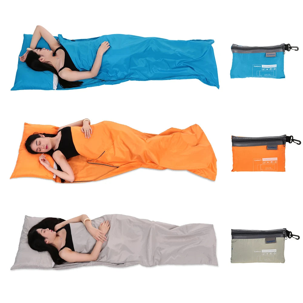 Ultralight Sleeping Bag Liner with Pillow Pocket | Compact Camping & Travel Sleep Sack