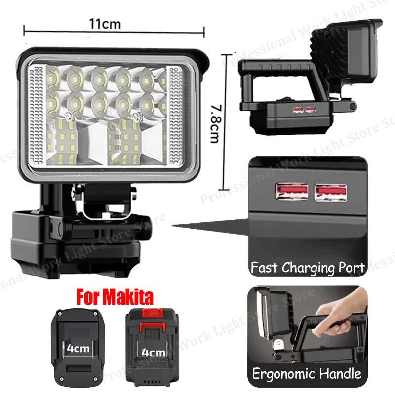 18V LED Work Light | Makita-Compatible Battery Spotlight & Floodlight