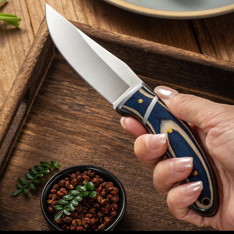 7.5-Inch Stainless Steel Utility Knife | Coloured Wood Handle | Multi-Purpose Kitchen Knife