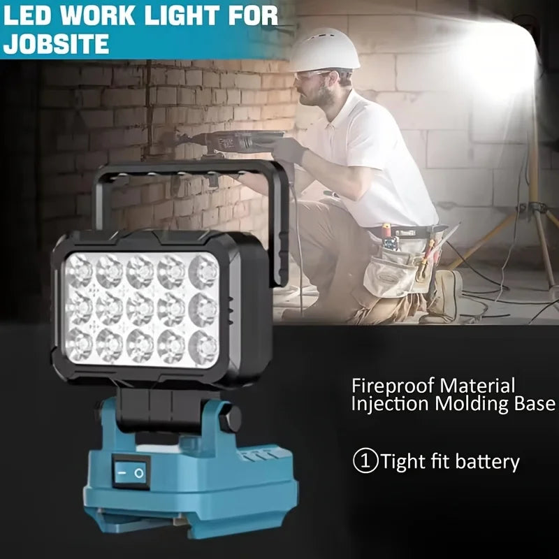 15-LED Work Light | Makita-Compatible 18V Battery Spotlight