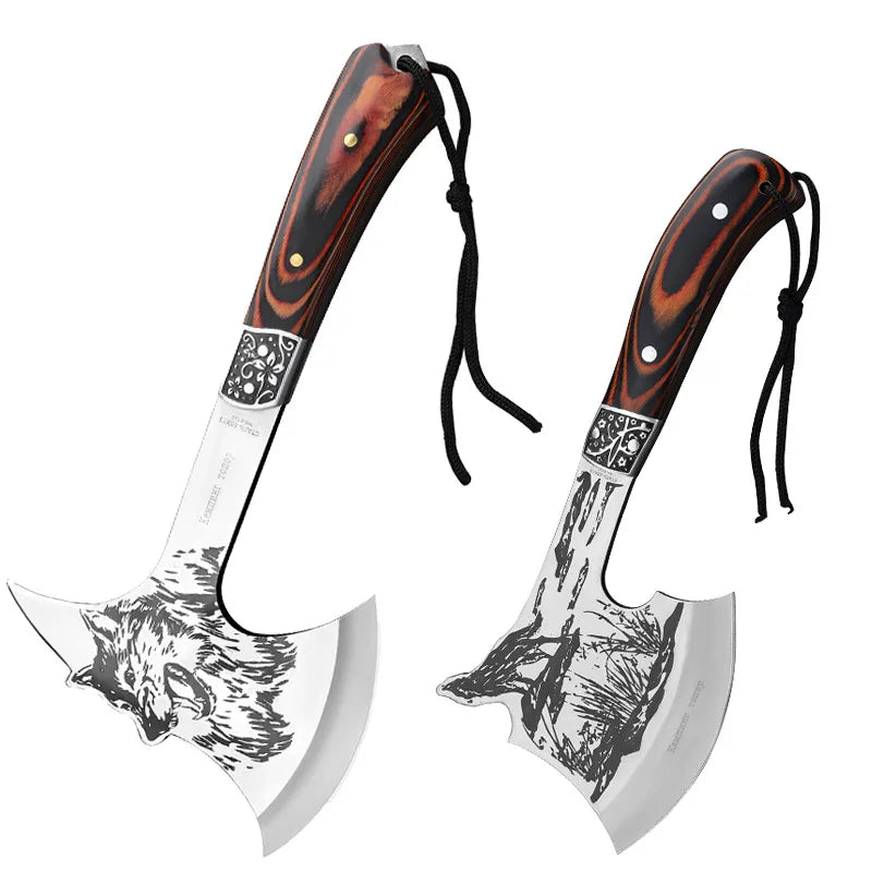 Compact Camping Axe | 32.8cm High-Carbon Steel Hatchet with Wooden Handle