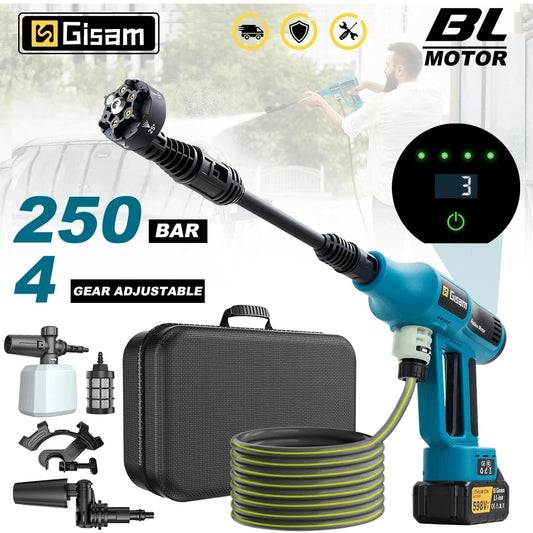 Gisam Brushless Cordless Pressure Washer | Makita-Compatible 18V Portable Water Cleaner
