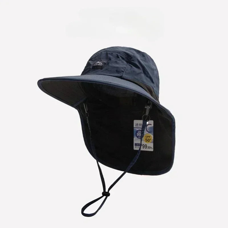 Wide Brim Quick-Dry Sun Hat with Neck Flap | Breathable Outdoor Hat