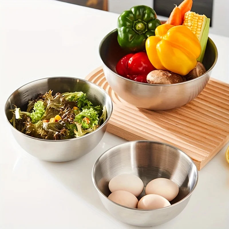 3-Piece Stainless Steel Mixing Bowl Set | Measuring & Food Prep Bowls
