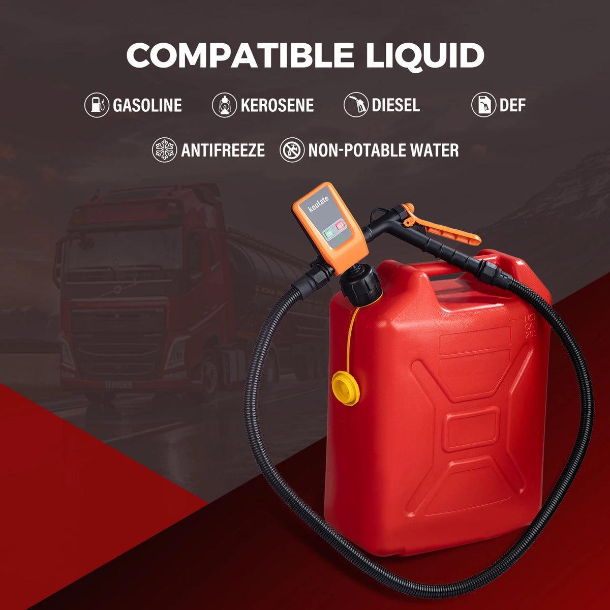 Portable Electric Fuel Transfer Pump | 12V/Battery Powered 3.2 GPM Pump