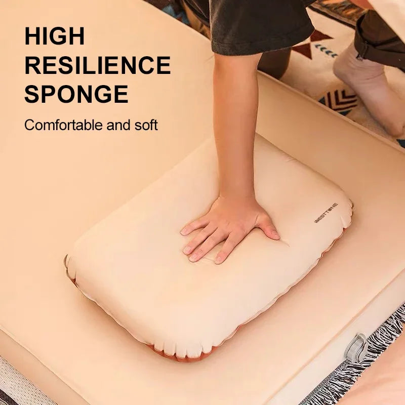 Self-Inflating Camping Pillow | Compact 3D Sponge Travel Pillow
