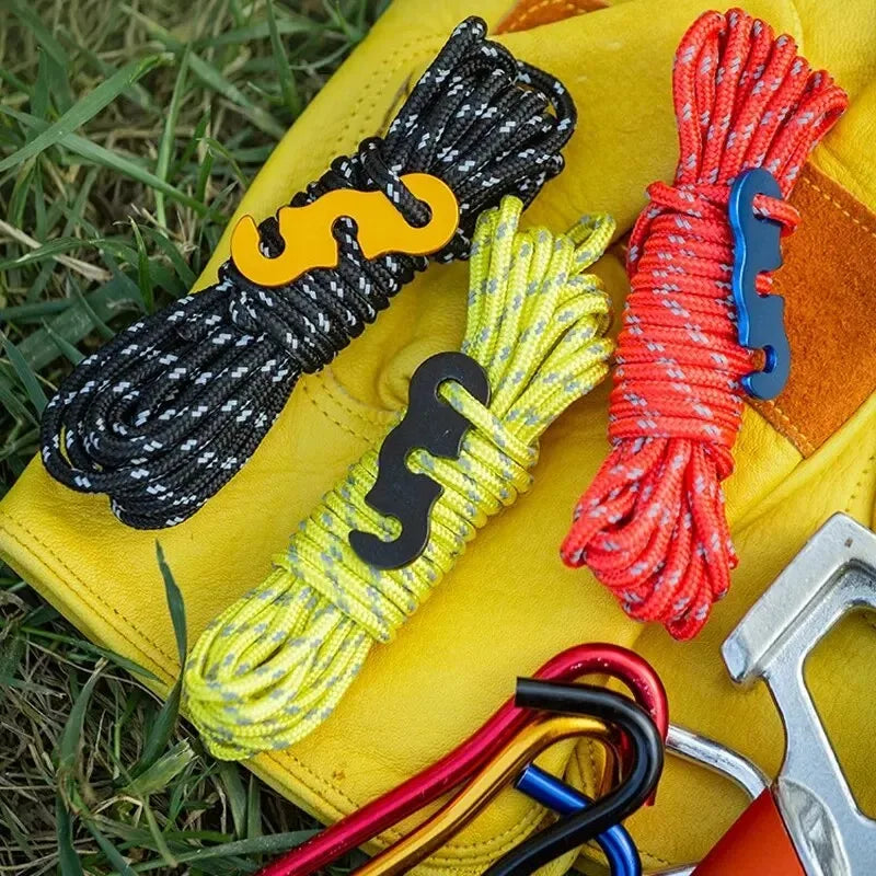 4-Pack Reflective Tent Guy Lines | 4m with Aluminium Tensioners