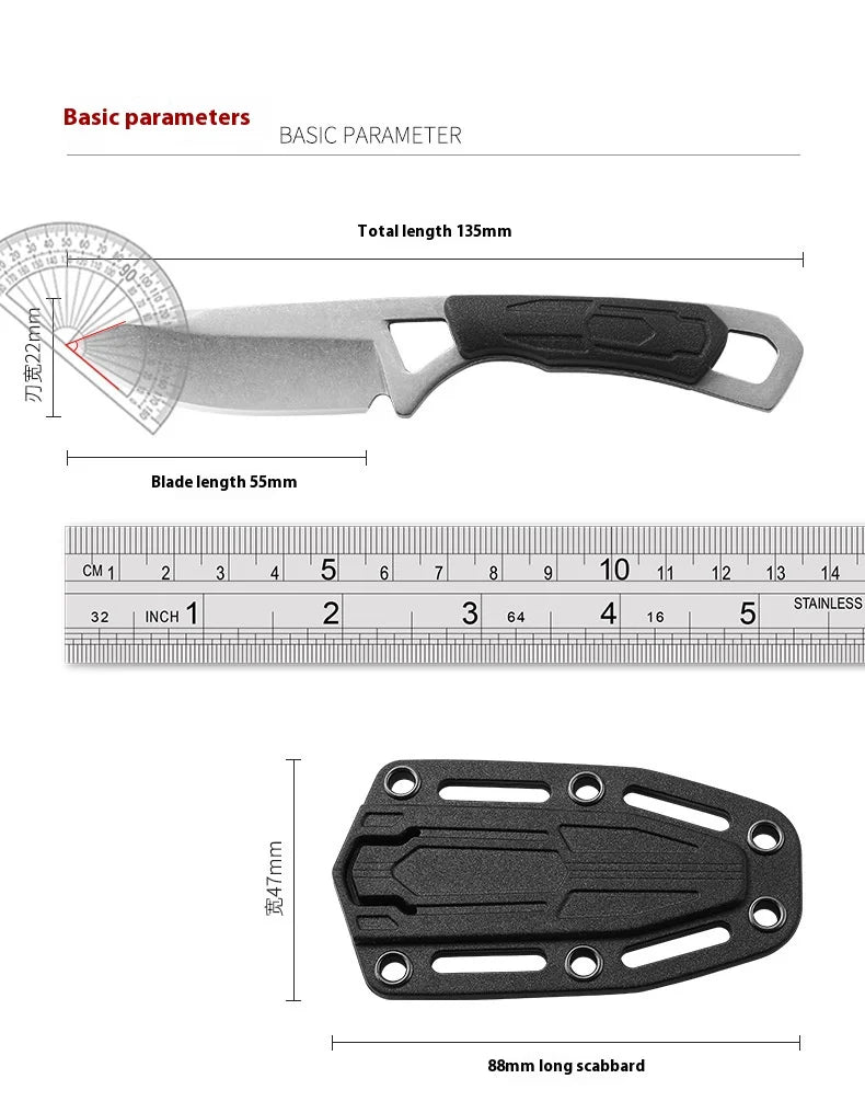 Mini EDC Neck Knife with Sheath & Chain | 5.5cm Stainless Steel Blade
