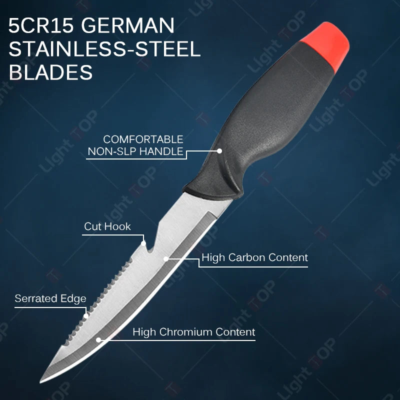 3Cr13 Stainless Steel Fish Filleting & Utility Knife | 14.4cm Blade with Cover