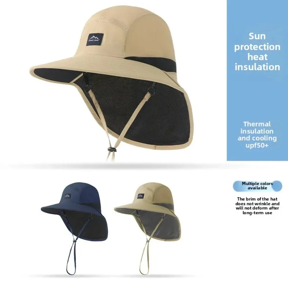Wide Brim Quick-Dry Sun Hat with Neck Flap | Breathable Outdoor Hat