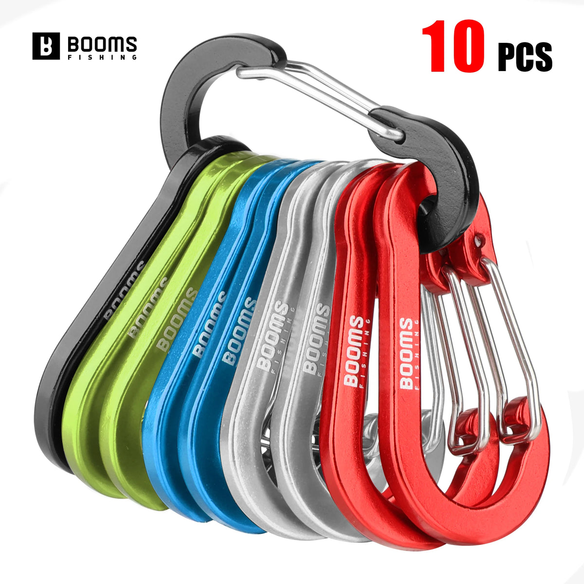 Booms Fishing CC1 2-Inch Aluminium Mini Carabiner Clips | 10 Pack