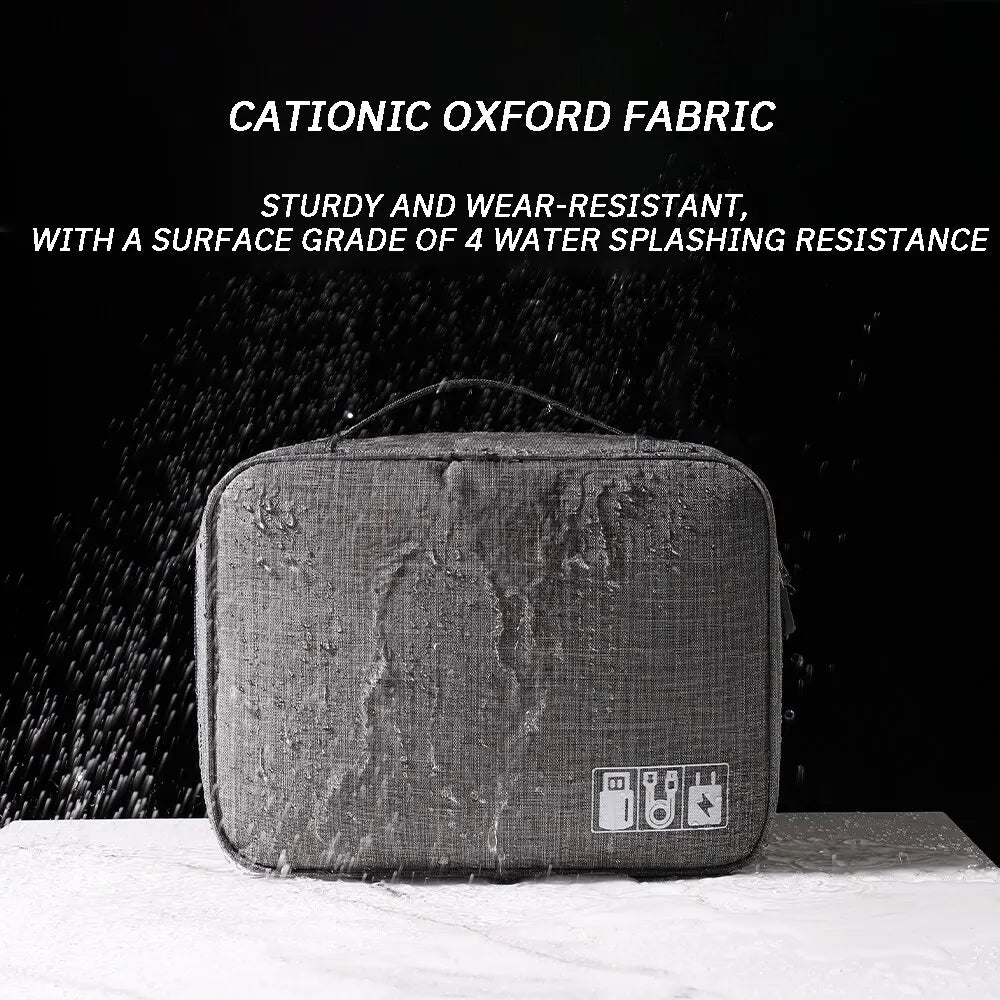 Large Capacity Electronics Organiser | Waterproof Travel Cable & Charger Storage Bag
