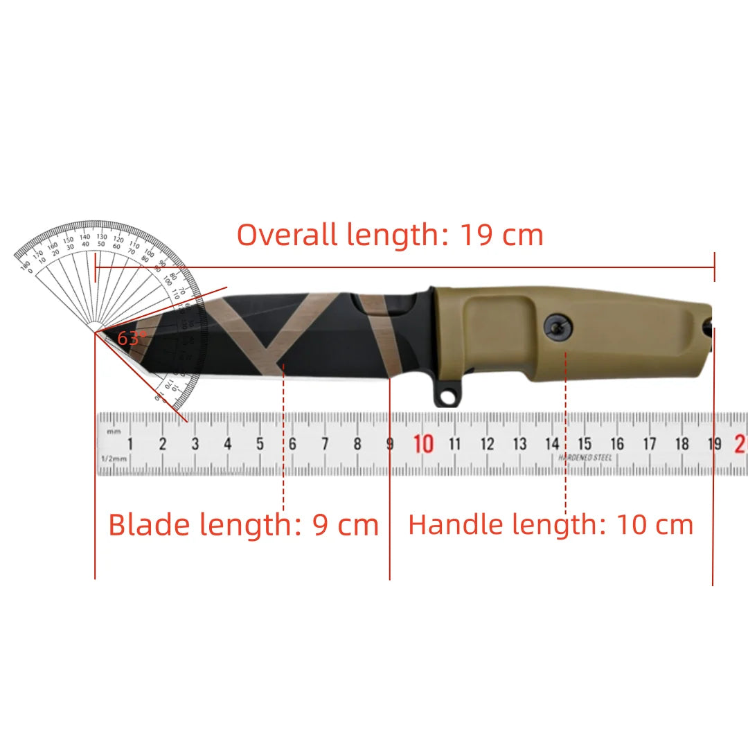 N690 Steel Compact Fixed-Blade Knife | 19cm Straight Blade with Sheath