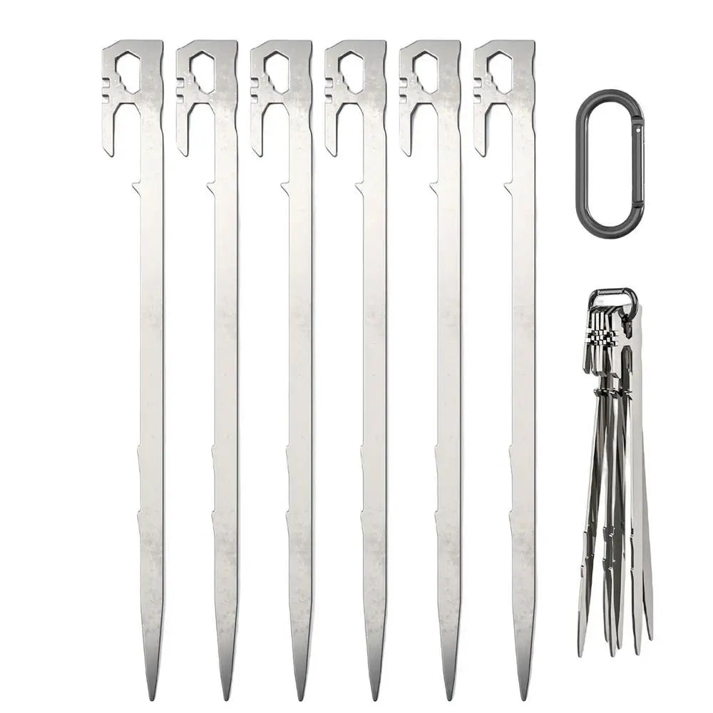 6-Pack Heavy-Duty Stainless Steel Tent Pegs | 28cm Ground Stakes