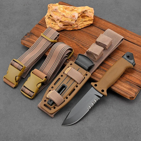 Stainless Steel Fixed-Blade Knife | One-Piece Design with Protective Sheath