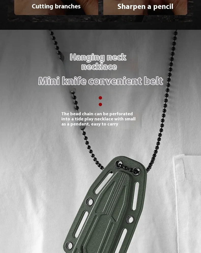 Mini EDC Neck Knife with Sheath & Chain | 5.5cm Stainless Steel Blade