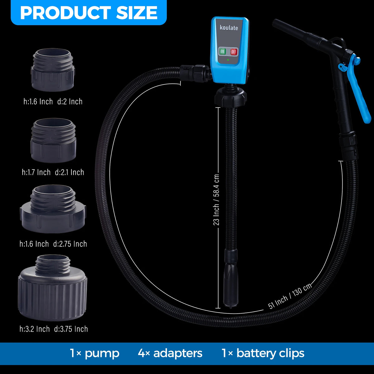 Portable Electric Fuel Transfer Pump | 12V/Battery Powered 3.2 GPM Pump