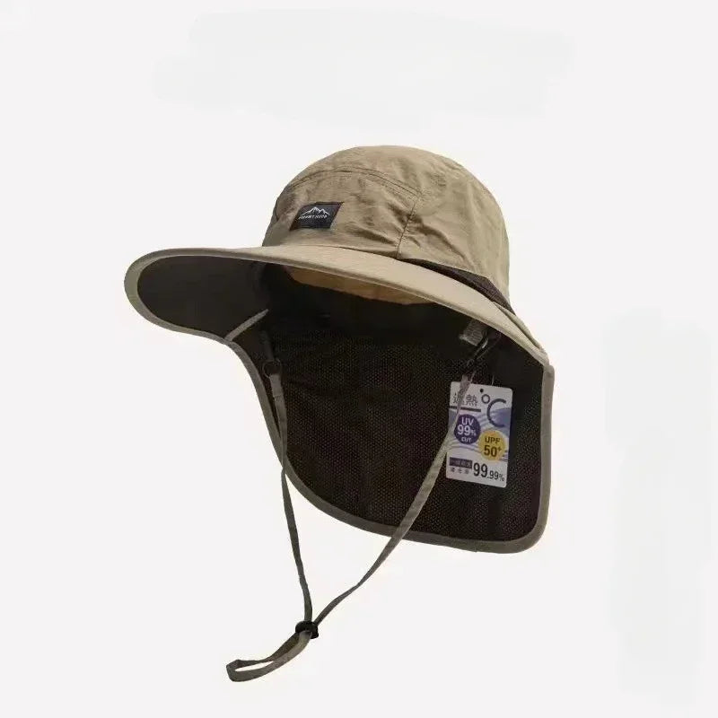 Wide Brim Quick-Dry Sun Hat with Neck Flap | Breathable Outdoor Hat