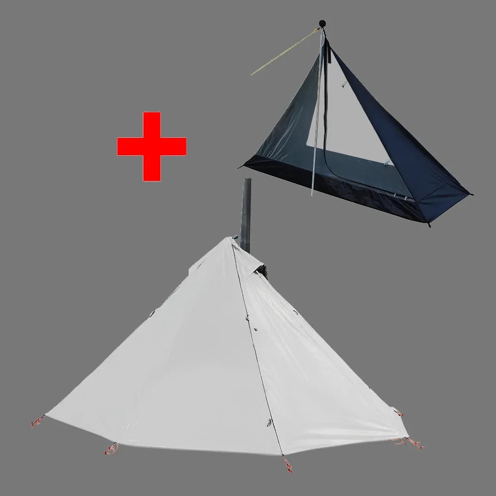 1 Person Pyramid Hot Tent with Stove Jack | Ultralight Camping & Bushcraft Shelter