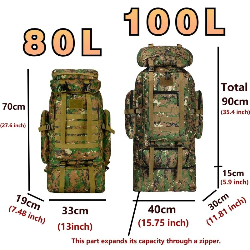 Thuram 80L/100L Large Hiking Backpack | Oxford Camping & Travel Pack