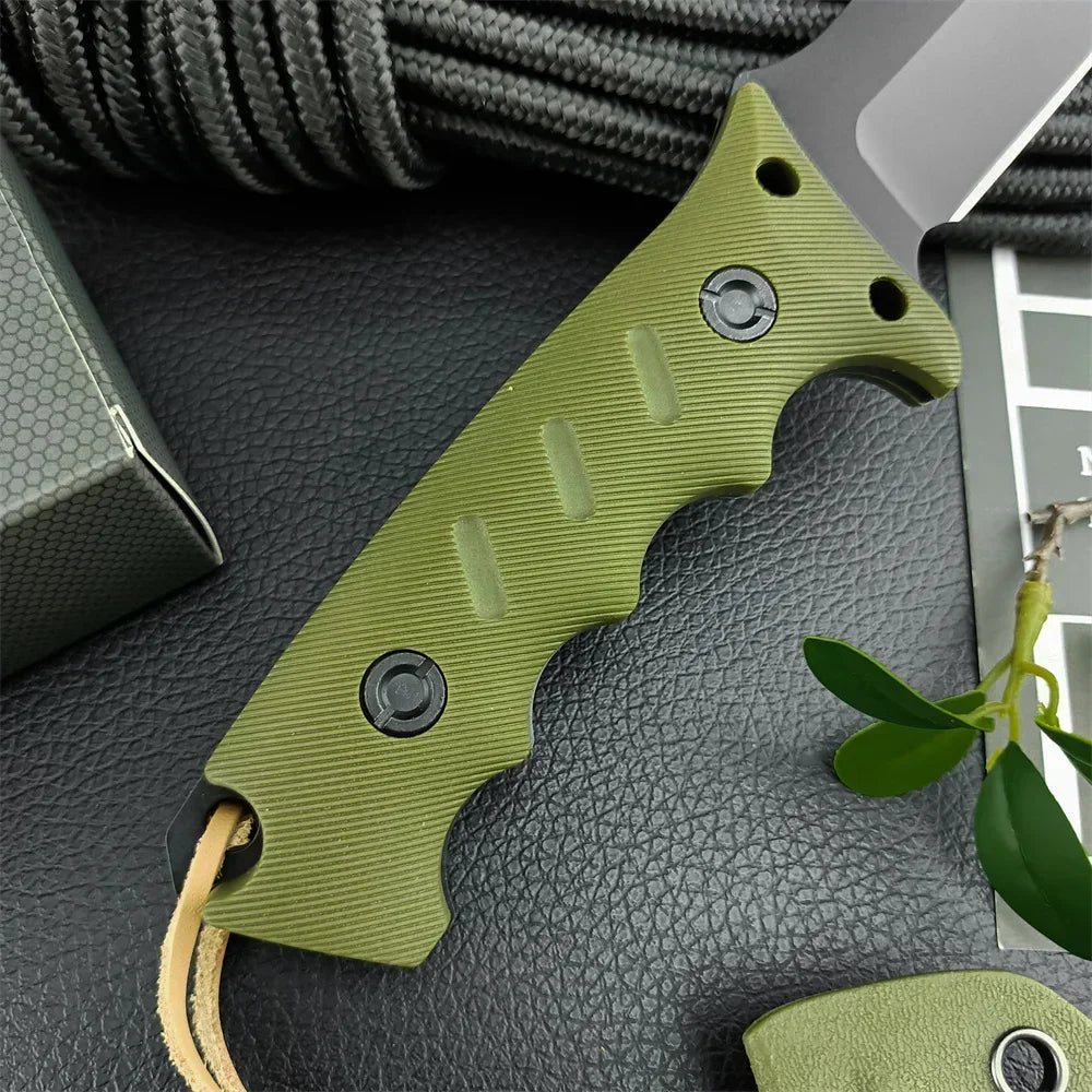 Full Tang Fixed Blade Knife | 8Cr13MoV Steel | G10-Style Nylon Glass Fibre Handle | Kydex Sheath