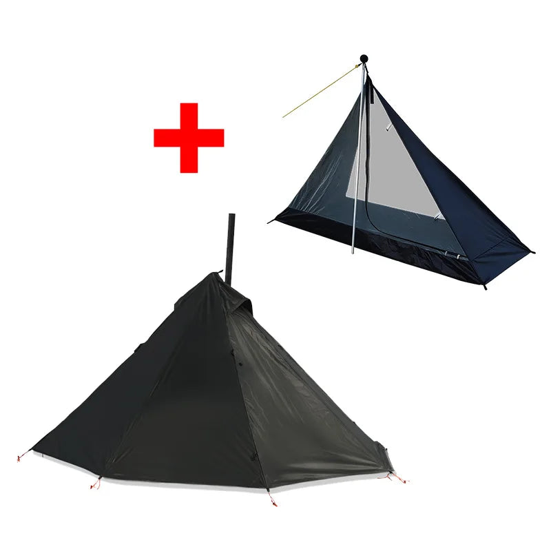 1 Person Pyramid Hot Tent with Stove Jack | Ultralight Camping & Bushcraft Shelter