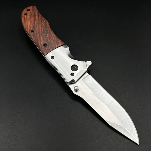 Folding Pocket Utility Knife | 5Cr13MoV Blade | Walnut Wood & 420 Steel Handle