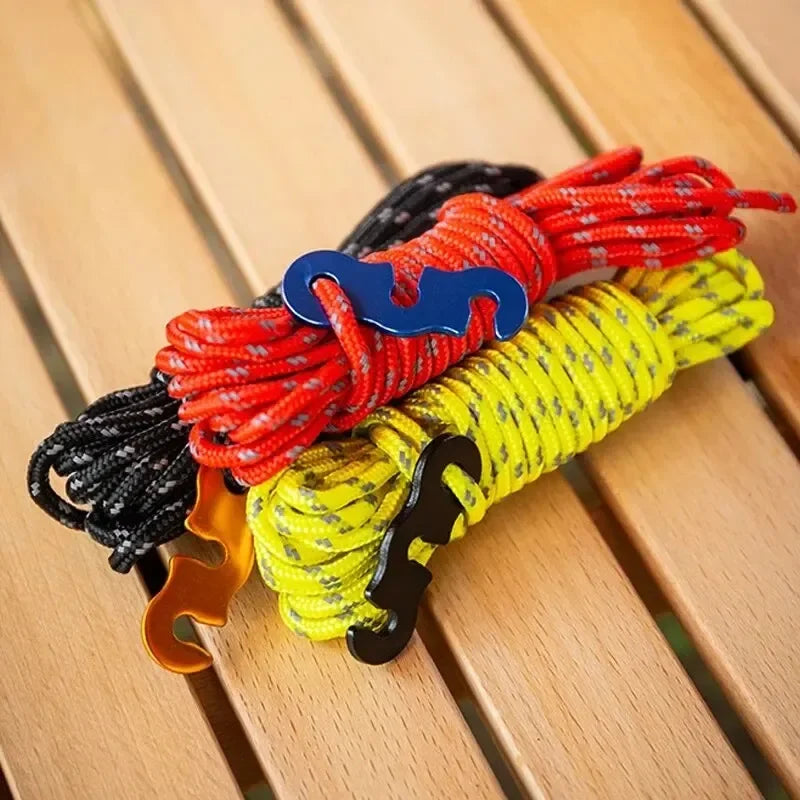 4-Pack Reflective Tent Guy Lines | 4m with Aluminium Tensioners