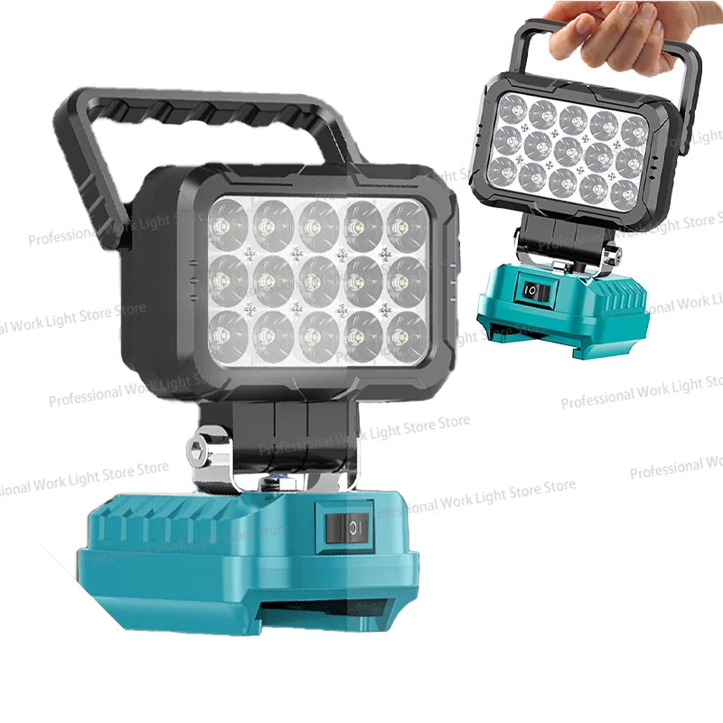 LED Work Light | Makita-Compatible 14.4V–18V Battery Floodlight