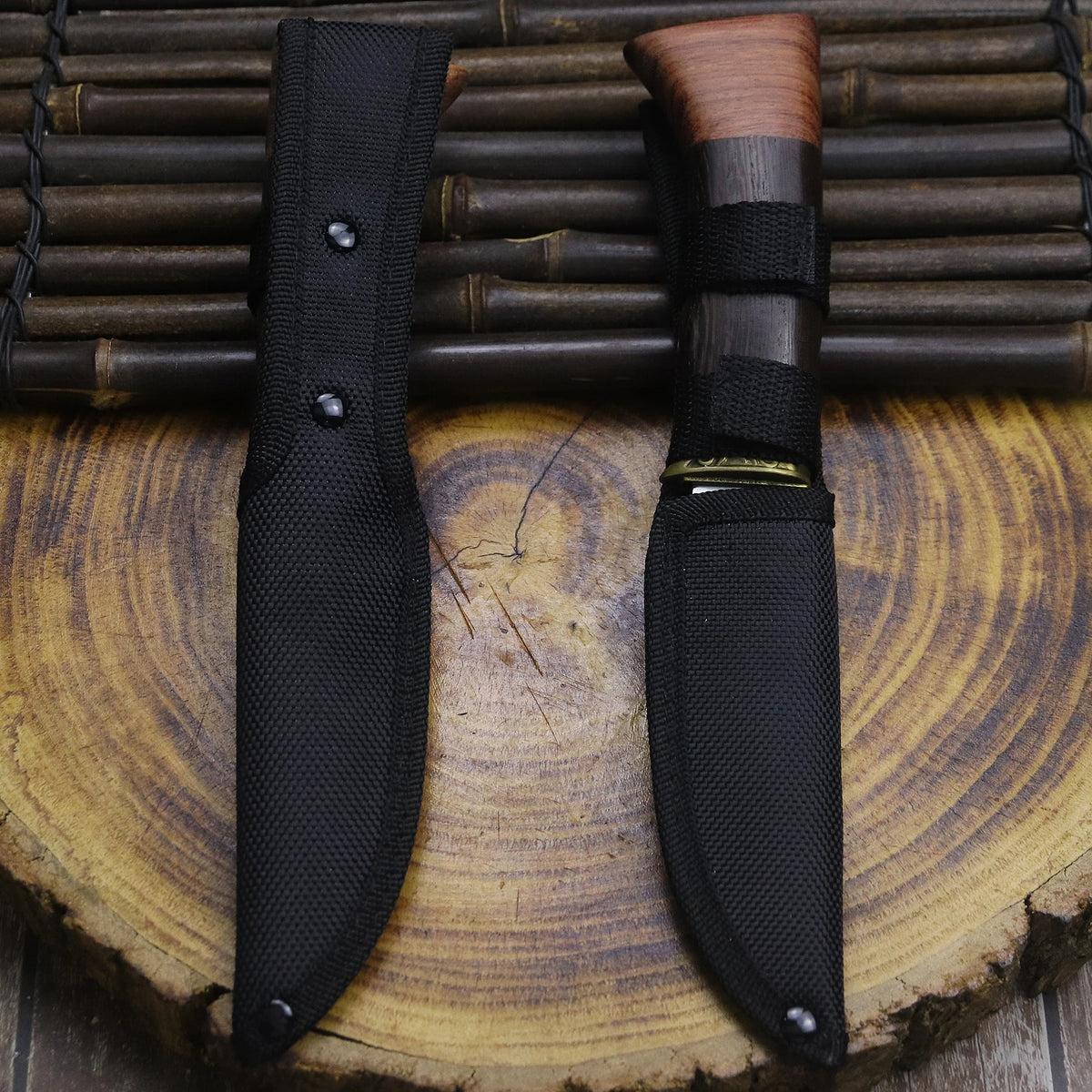 WPKOPYA 440C Fixed Blade Knife | Coloured Wood Handle | 21cm with Sheath