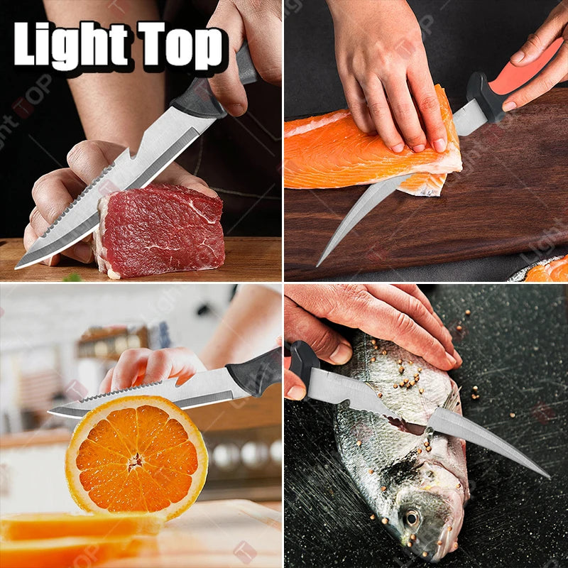 3Cr13 Stainless Steel Fish Filleting & Utility Knife | 14.4cm Blade with Cover