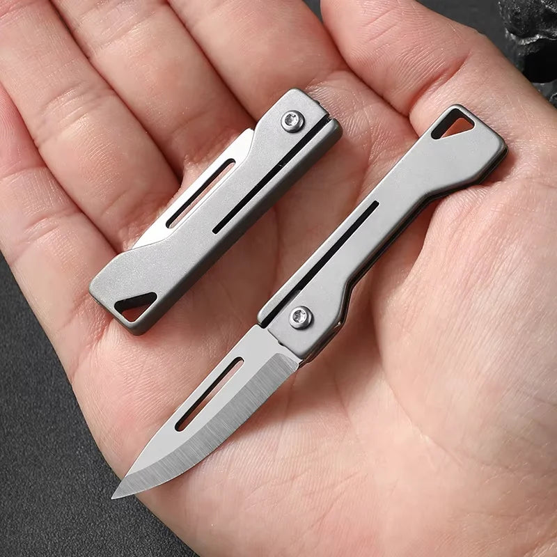 Mini Titanium Handle Folding Pocket Knife | Compact EDC Utility Knife