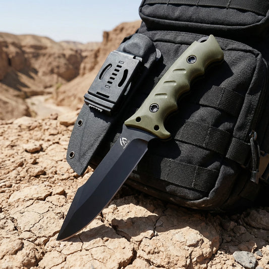 Stainless Steel Fixed-Blade Knife | Integrated Skeleton Handle with Sheath
