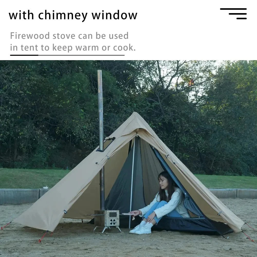 1 Person Pyramid Hot Tent with Stove Jack | Ultralight Camping & Bushcraft Shelter