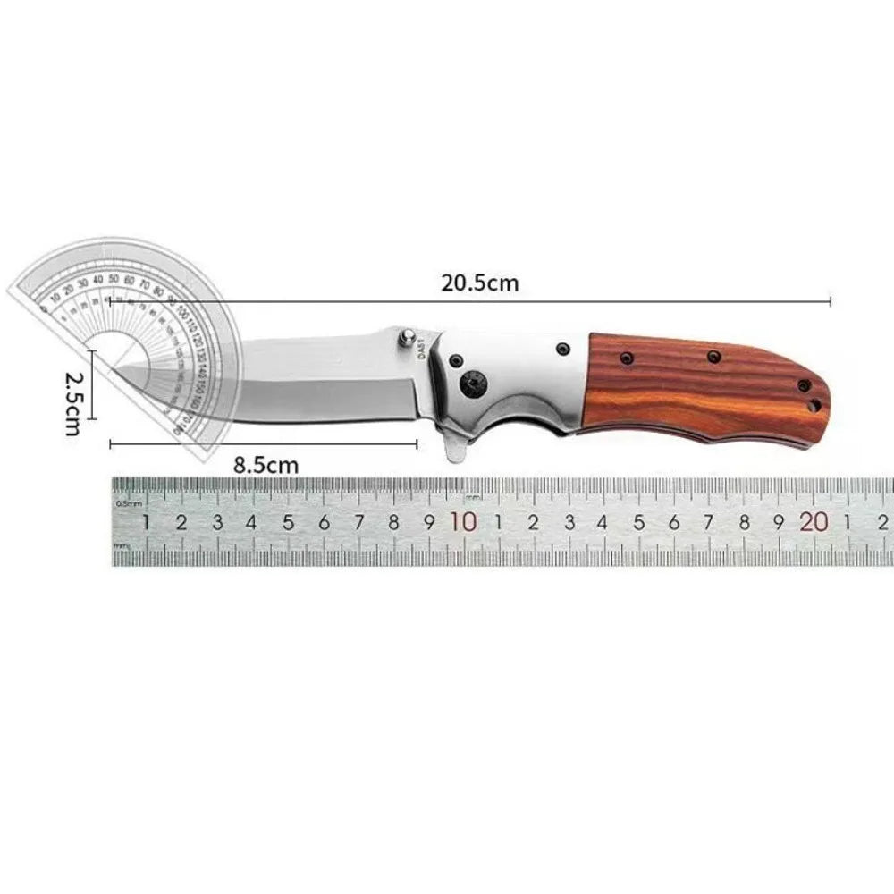 Folding Pocket Utility Knife | 5Cr13MoV Blade | Walnut Wood & 420 Steel Handle