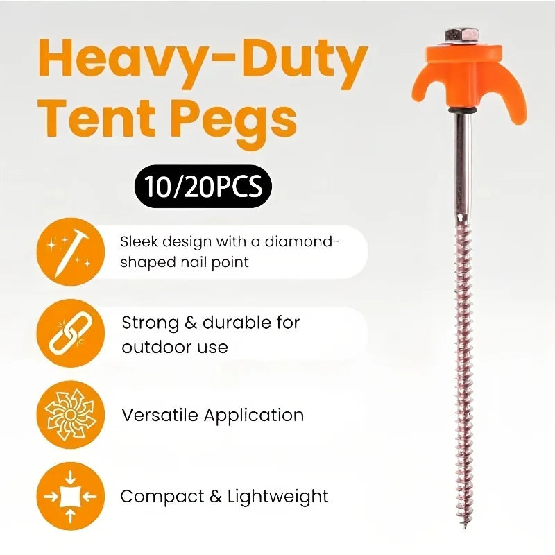 Heavy-Duty Screw-In Tent Pegs | Threaded Ground Anchors