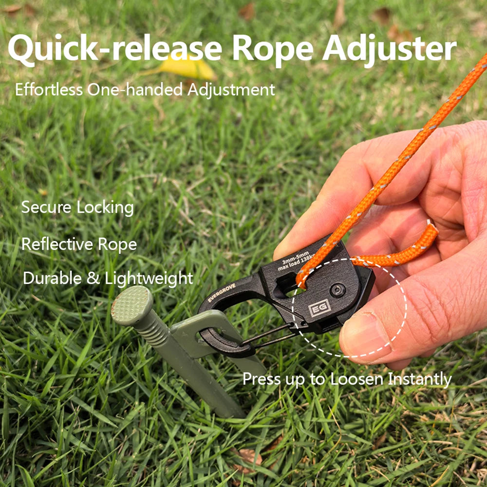 2-Pack Reflective Tent Guy Ropes | 4m Quick-Release Rope Adjusters