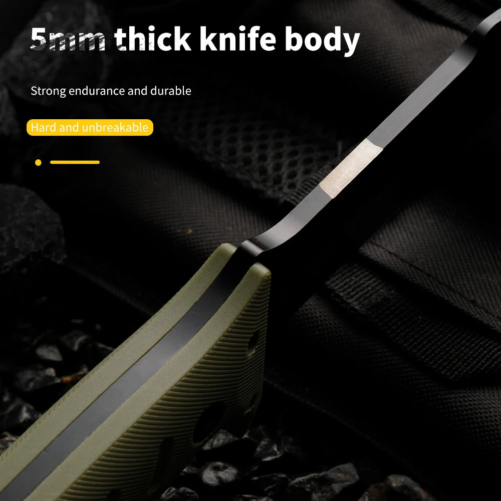 Stainless Steel Fixed-Blade Knife | Integrated Skeleton Handle with Sheath