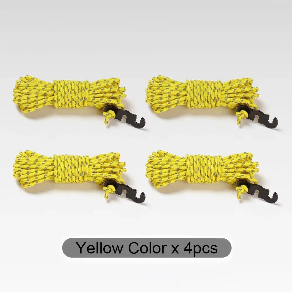 4-Pack Reflective Tent Guy Lines | 4m with Aluminium Tensioners