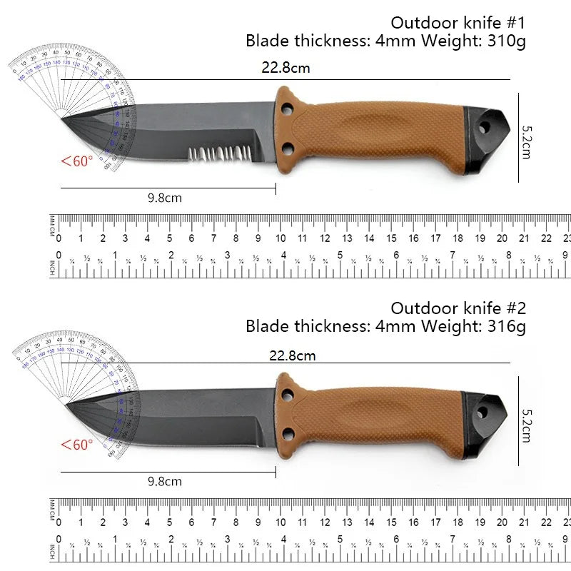 Stainless Steel Fixed-Blade Knife | One-Piece Design with Protective Sheath