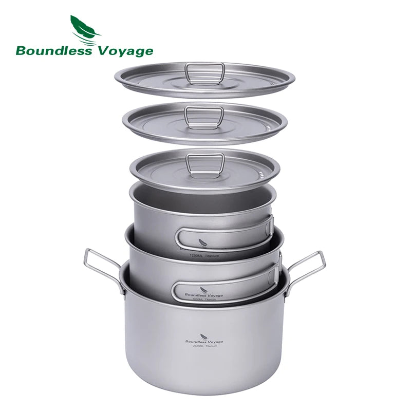 Titanium Camping Cookware Set | Lightweight Nesting Pots & Kettle