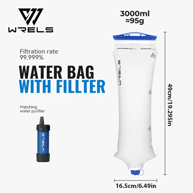 WRELS Foldable Water Collection & Filtration Bag | 2L & 3L