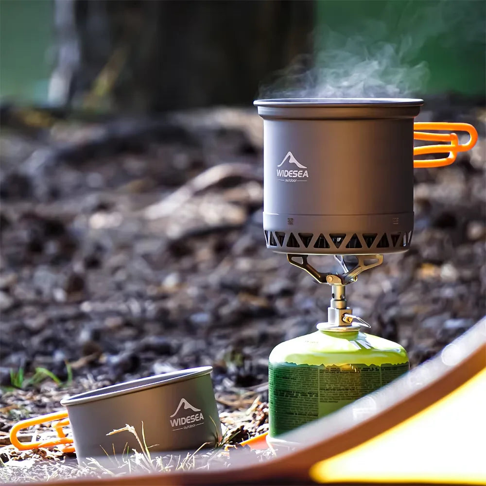 Widesea Hard-Anodised Camping Cookware Set | Lightweight Heat-Exchange Pots