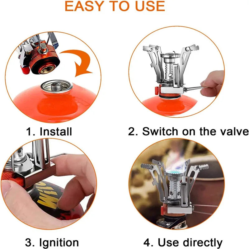 Portable Folding Camping Stove Kit | Gas Canister Converter & Stabiliser