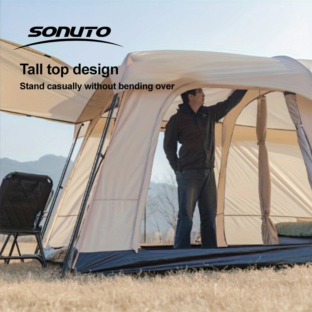 Two-Bedroom Family Camping Tent with Living Area | Large Multi-Room Outdoor Tent