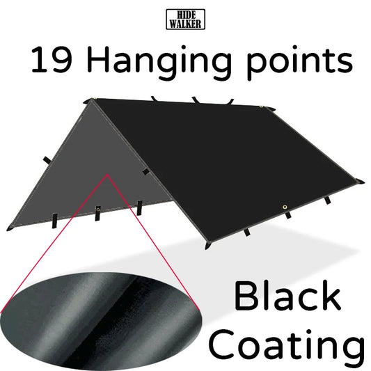 4m x 4m Waterproof Camping Tarp | 19-Point Blackout Bushcraft Shelter